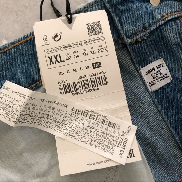ZARA Hi-Rise Mini Distressed Light Wash Denim Skirt, XXL NWT - Picture 9 of 9